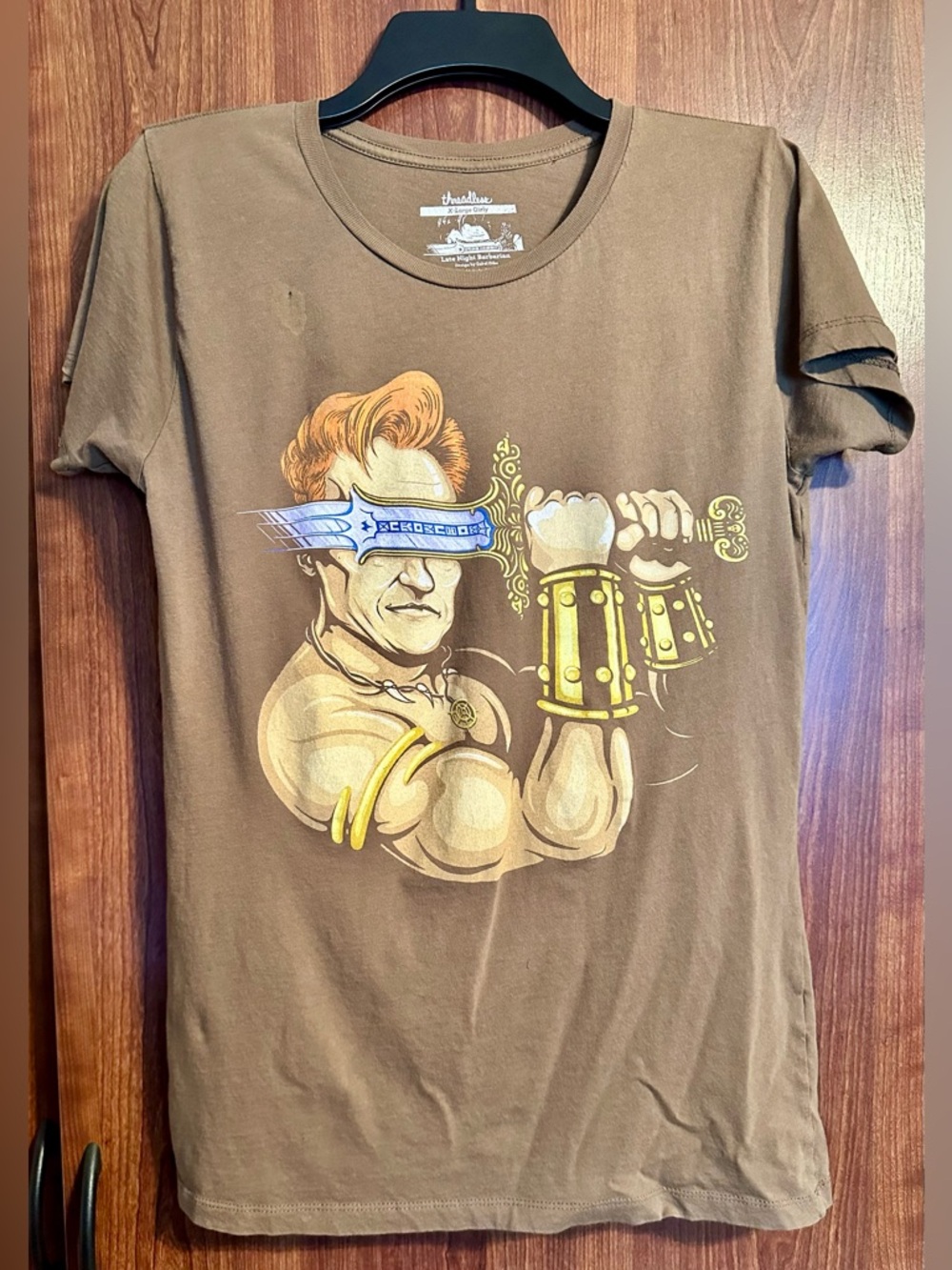 THREADLESS Late Night Barbarian CONAN O'BRIEN Graphic T Shirt Girly Tee XL